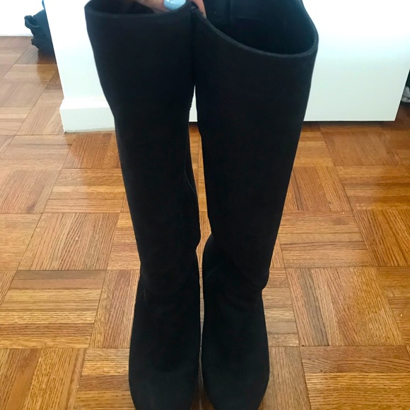 Black Suede Knee-High Boot - High Heel. Perfect for winter nights out. - Picture 2 of 5